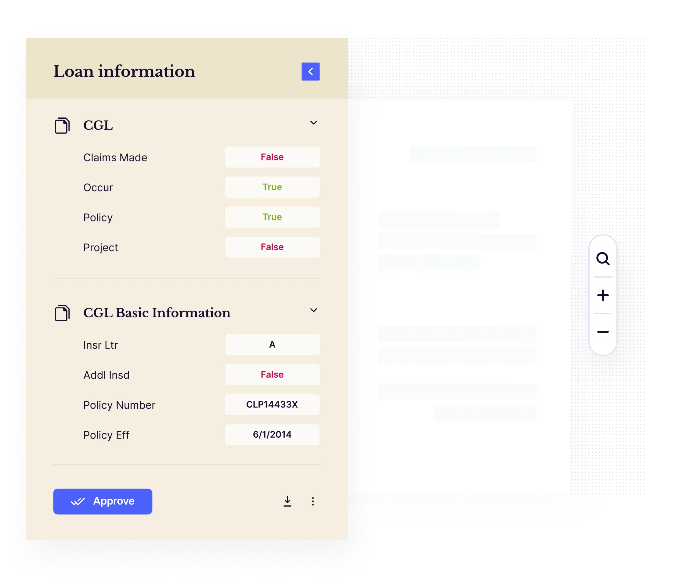 Extracted data from loan form