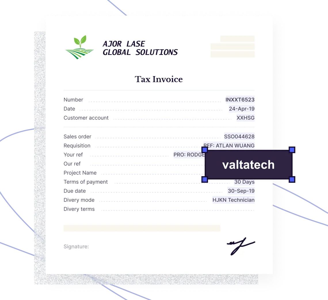 Valtatech Invoice Example